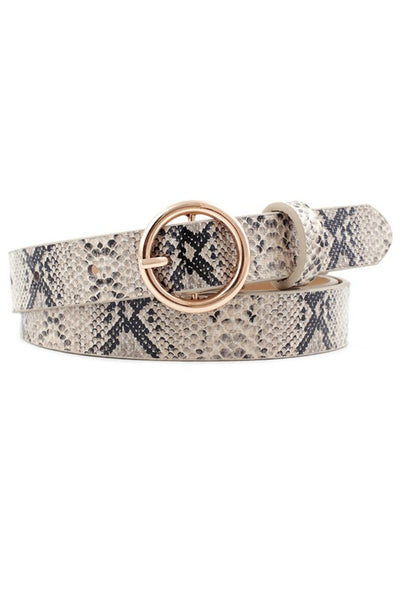 Ring buckle belt - Leopard print or Snakeskin belt