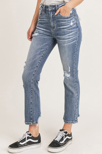 Risen Vintage washed Straight leg jeans