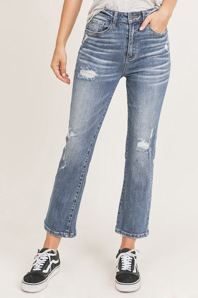 Risen Vintage washed Straight leg jeans