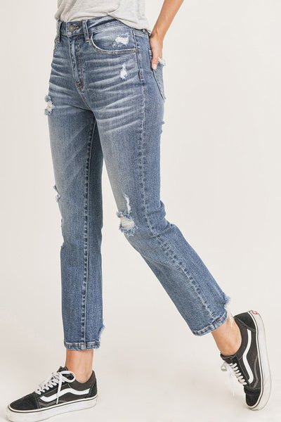 Risen Vintage washed Straight leg jeans