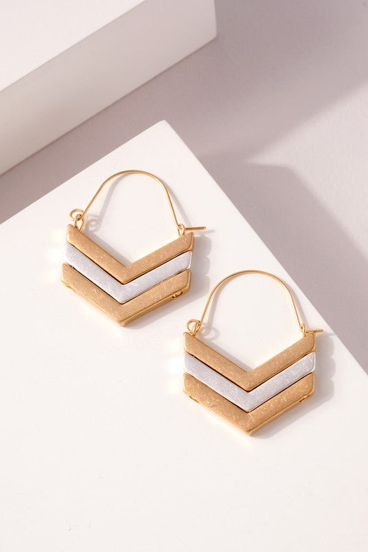Gold & Silver triple arrow earrings