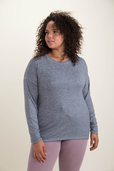 Brushed marled long sleeve active top - the Hilary