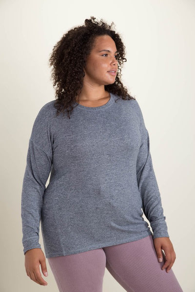 Brushed marled long sleeve active top - the Hilary