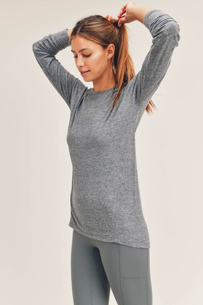 Brushed marled long sleeve active top - the Hilary