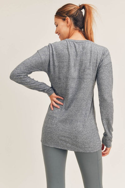 Brushed marled long sleeve active top - the Hilary