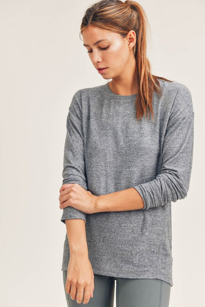 Brushed marled long sleeve active top - the Hilary