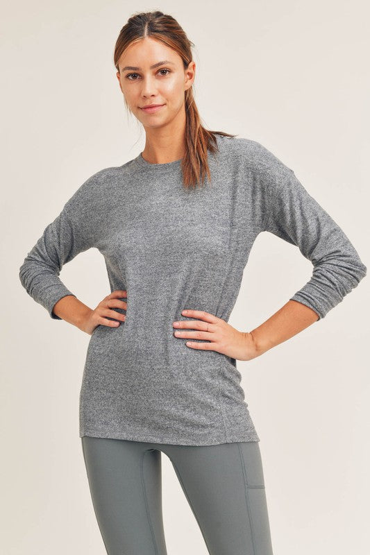 Brushed marled long sleeve active top - the Hilary