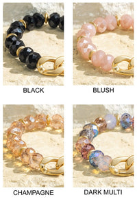 Chunky chain and bead stretch bracelet