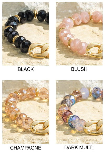 Chunky chain and bead stretch bracelet