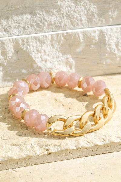 Chunky chain and bead stretch bracelet