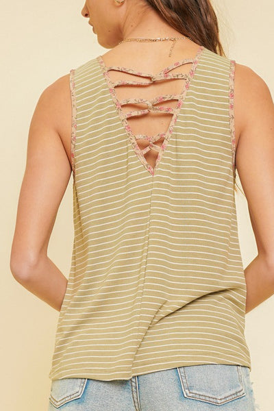 Floral criss cross back sleeveless tank top - the Micah