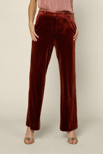 Wide leg velvet pants - Juniper in Rust