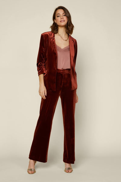 Wide leg velvet pants - Juniper in Rust