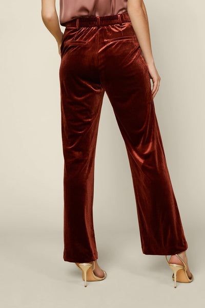 Wide leg velvet pants - Juniper in Rust