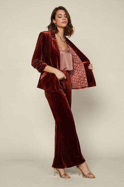 Wide leg velvet pants - Juniper in Rust