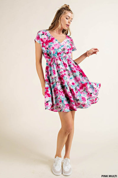 Floral Kimono style short dress - the Freya
