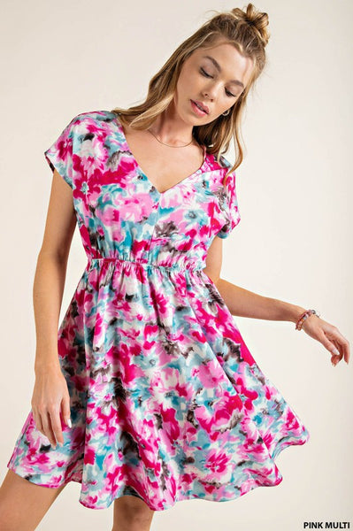 Floral Kimono style short dress - the Freya