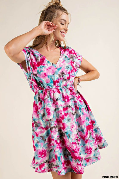 Floral Kimono style short dress - the Freya