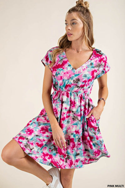 Floral Kimono style short dress - the Freya