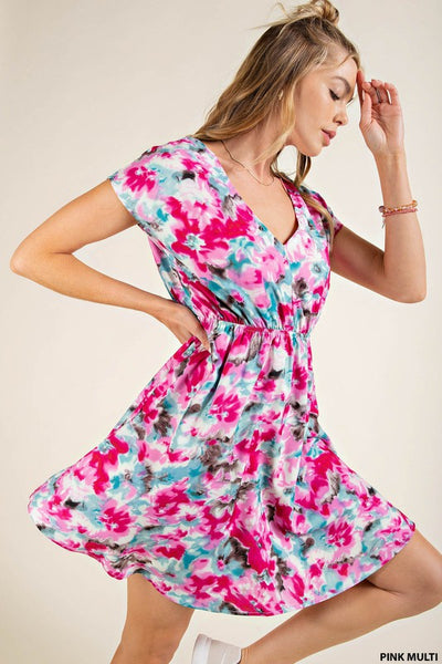 Floral Kimono style short dress - the Freya