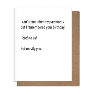 Passwords - Birthday Card