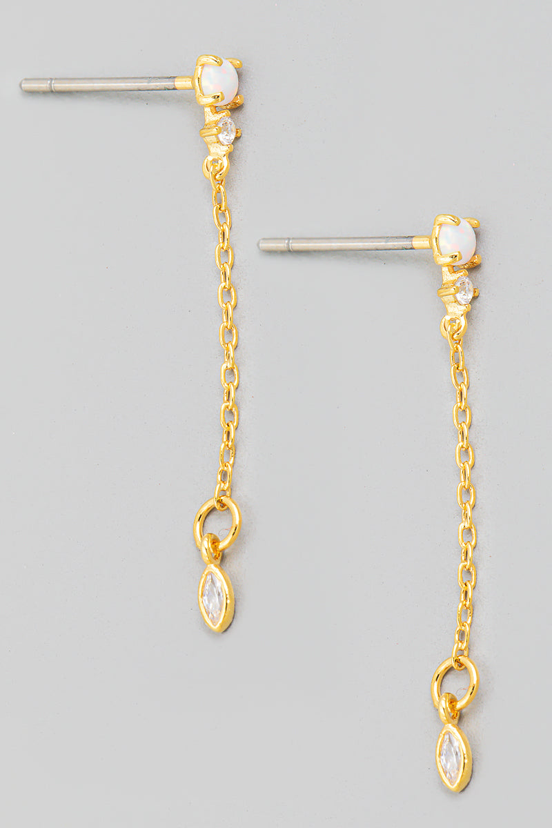Opal Chain Drop Earrings