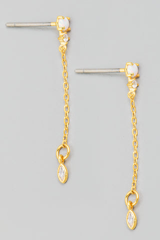 Opal Chain Drop Earrings