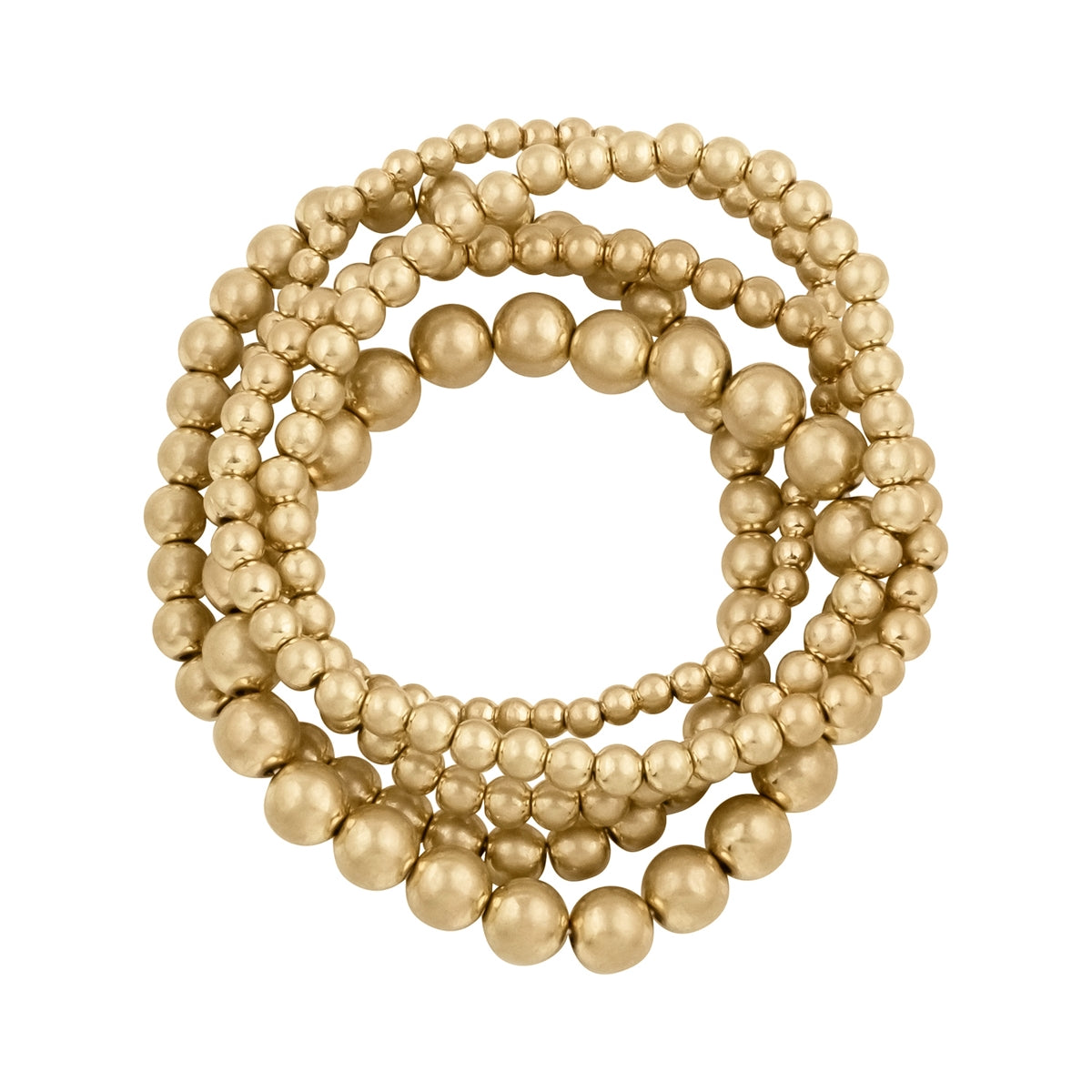 Set of 5 worn Gold stretch bracelets
