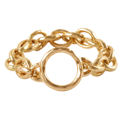 Gold Chain with Gold Circle Stretch Bracelet