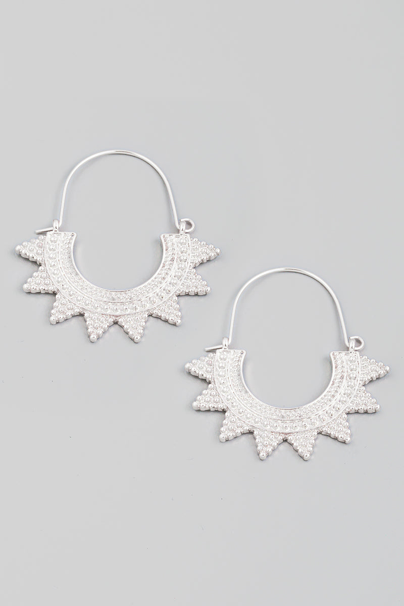 Silver Sun Hoop Earrings