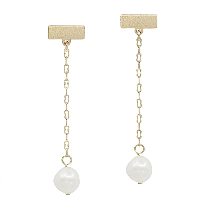 Gold Pearl Drop Earrings