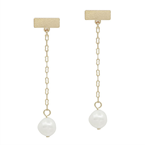 Gold Pearl Drop Earrings