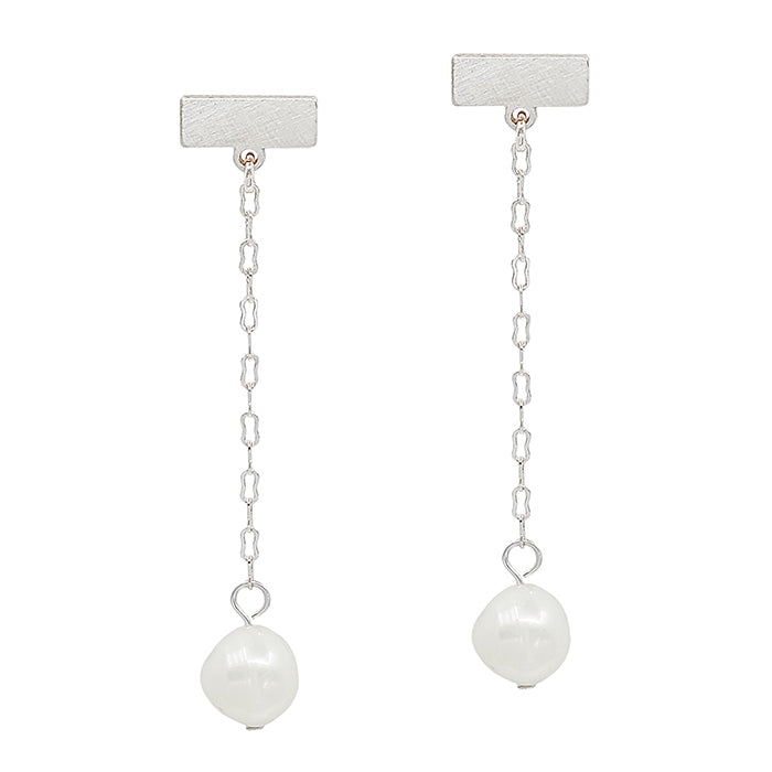 Silver Pearl Drop Earrings