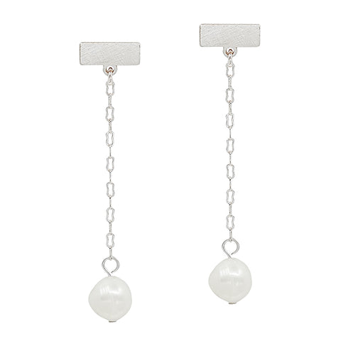 Silver Pearl Drop Earrings