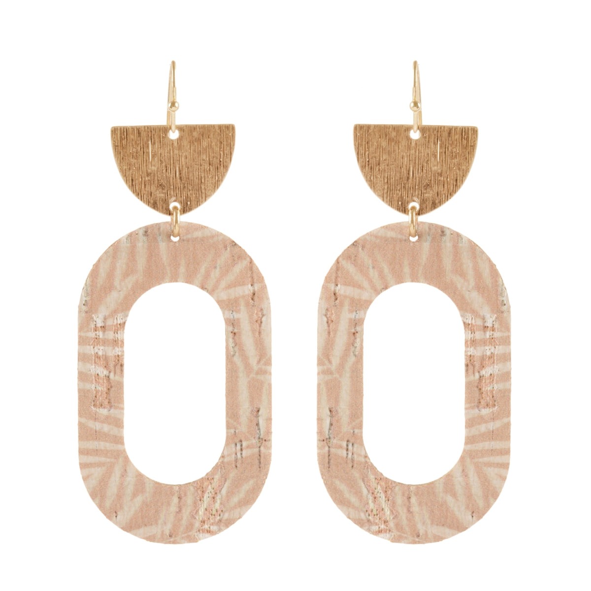 Gold Oval Cork Earrings