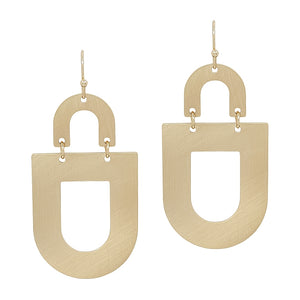 Matte Gold Geometric Open 1.75" Earring