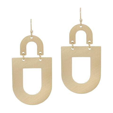 Matte Gold Geometric Open 1.75" Earring