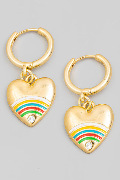 Heart drop huggie earrings