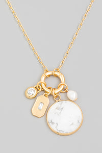 Stone Disc Charm Necklace