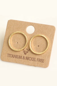 Gold Circular Cut Out Stud Earrings