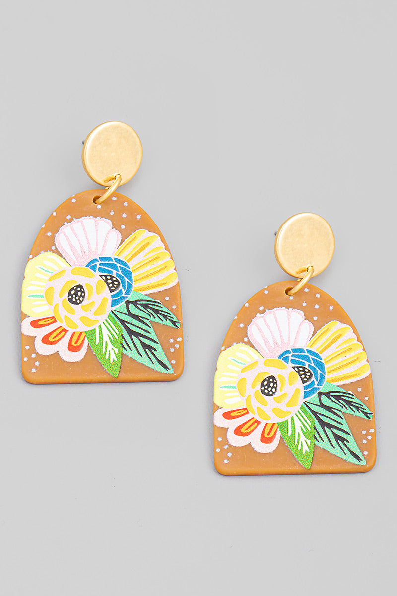 Flower Print Clay earrings