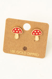 Mini Red Mushroom Stud Earrings