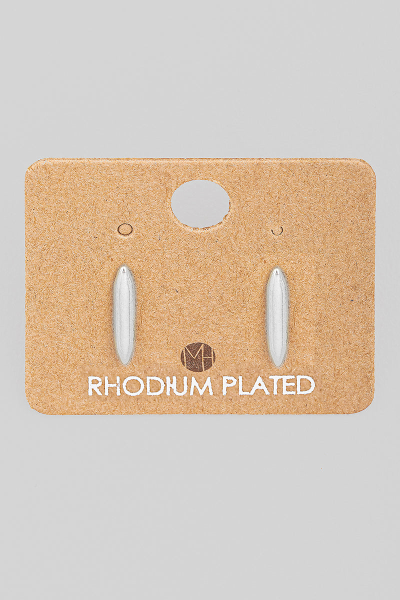 Silver Mini Bar Drop Stud Earrings