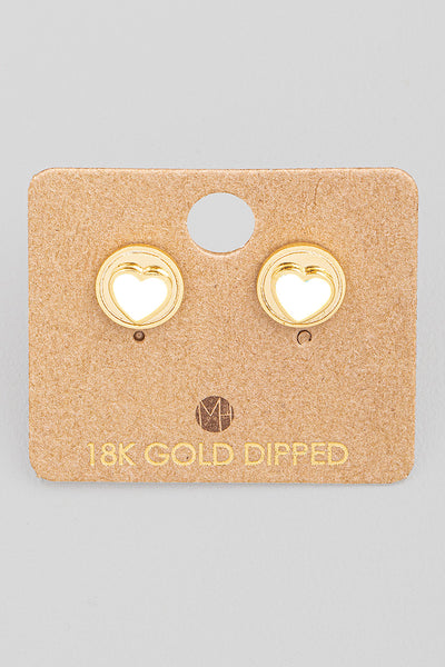 Mini circle heart earrings in red or white