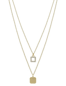 Matte Gold Square Layered Necklace
