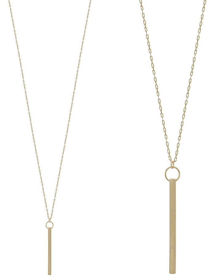 Matte Gold 2" Bar Drop 32" Necklace