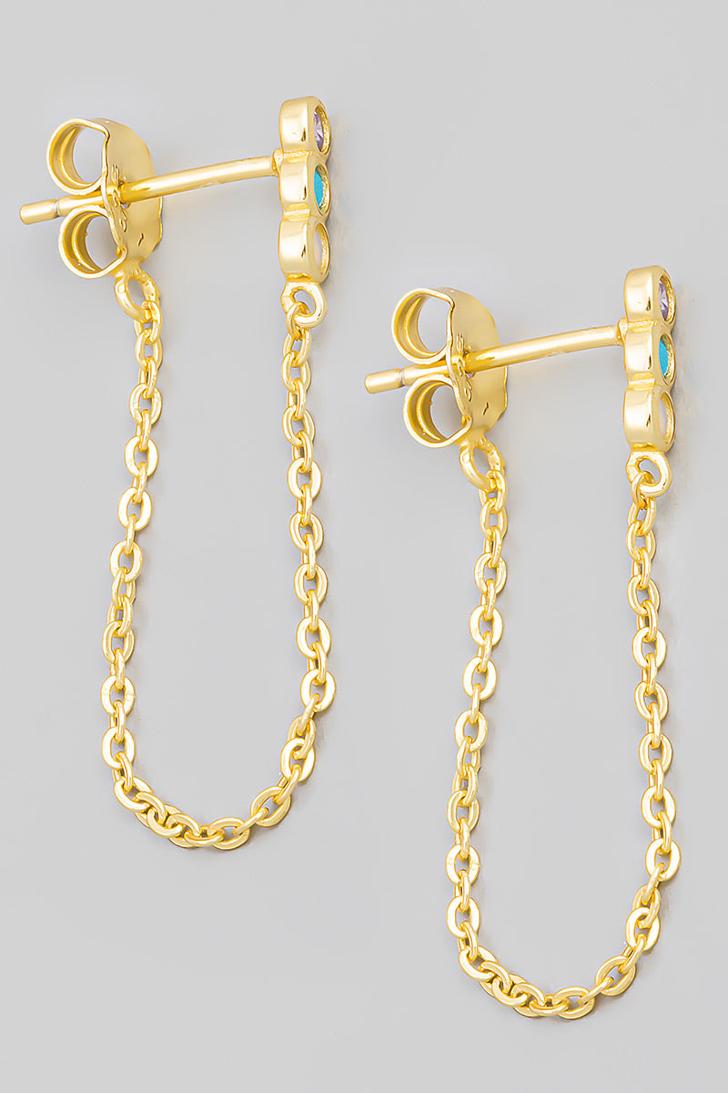 Sparkle Stud Chain Earrings