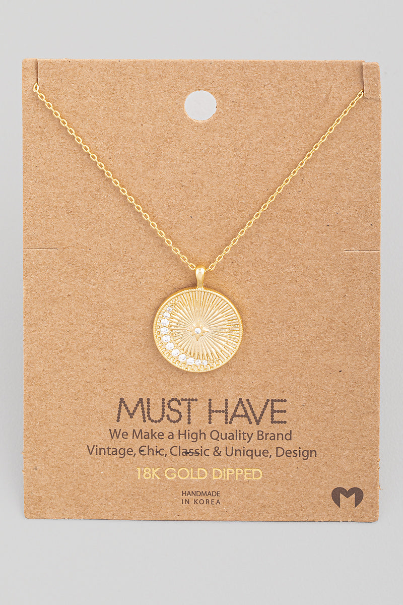Round Shining Star Pendant Necklace