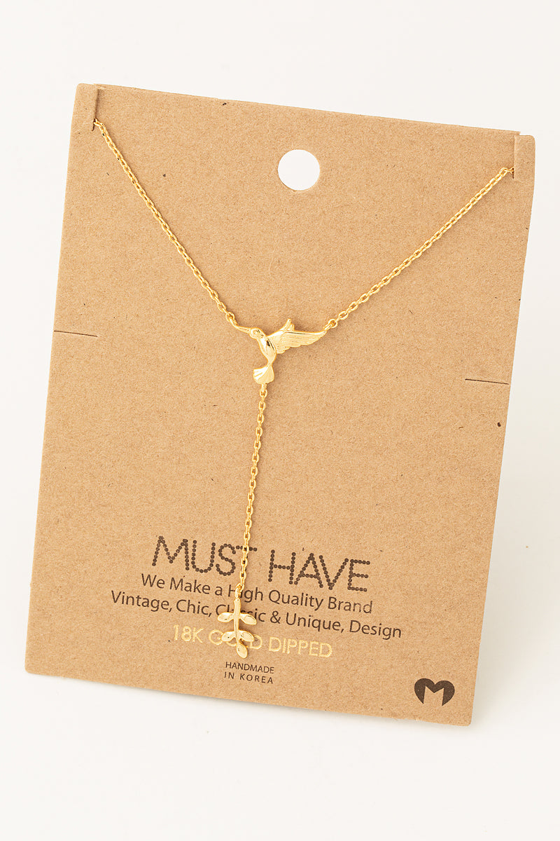 Humming Bird Y Chain Pendant Necklace