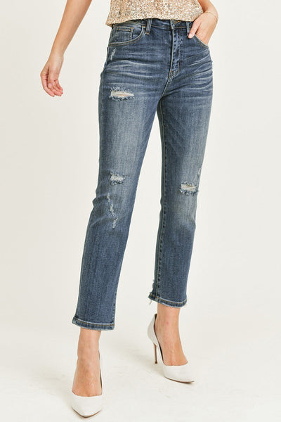 Risen Vintage washed Straight leg jeans